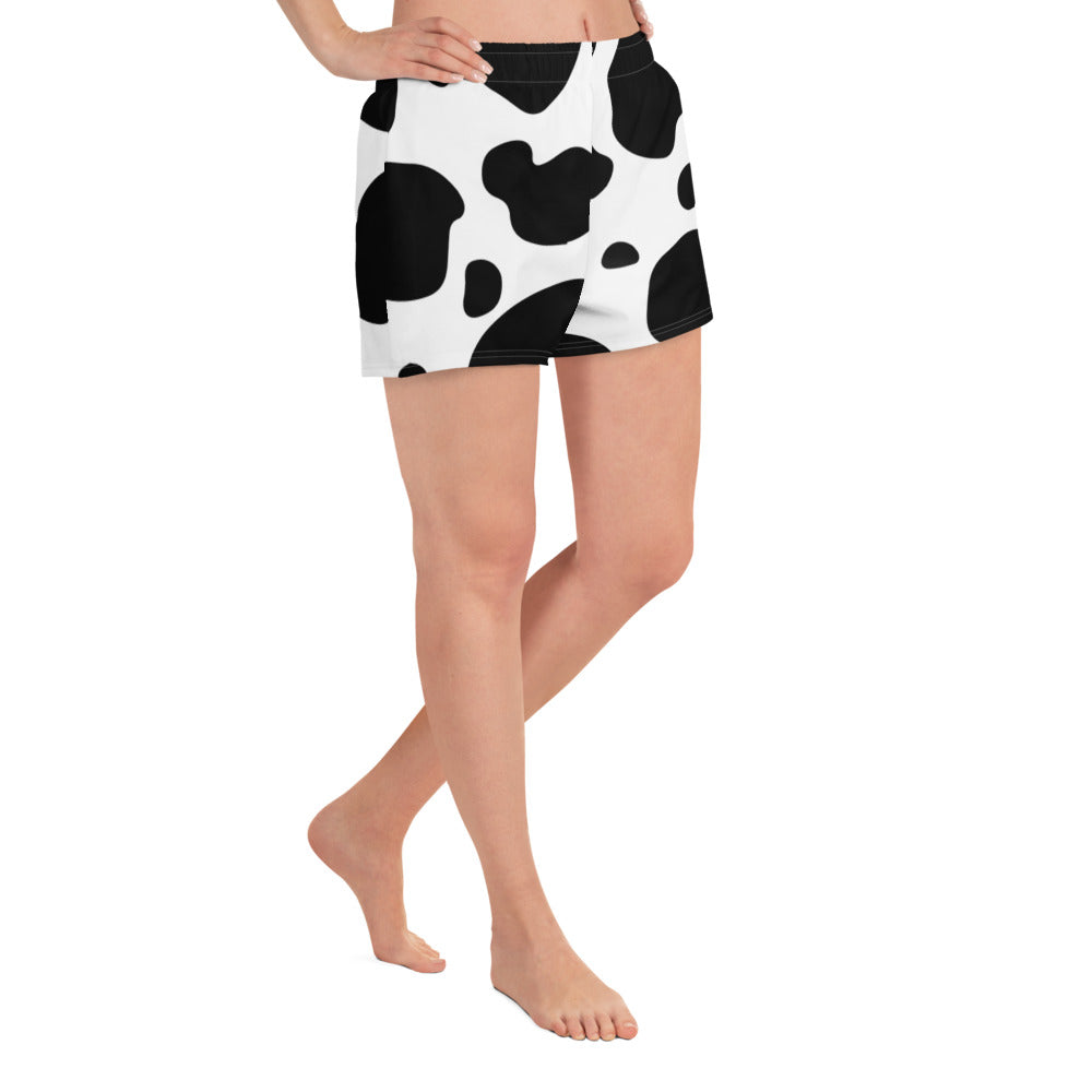 Cow Print Women's Athletic Short Shorts